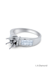 14K White Gold Princess Cut Diamond Semi-Mount Engagement Ring (0.75 ct)